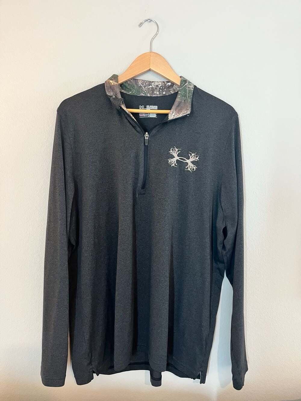 Under Armour, Antler Logo,2XL, Camo 1/4 Zip HeatGear Outdoor Pullover, Loose Fit